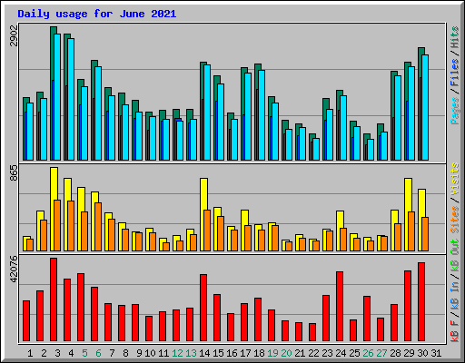 Daily usage for June 2021
